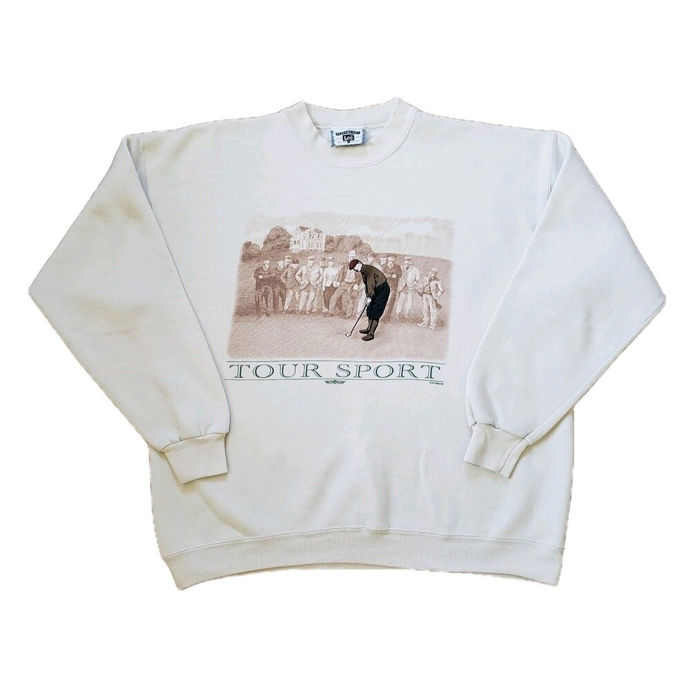 Vintage 90s Lee Nutmeg Tour Sport Sz XL USA Made Mens Golf Sweatshirt Golfing